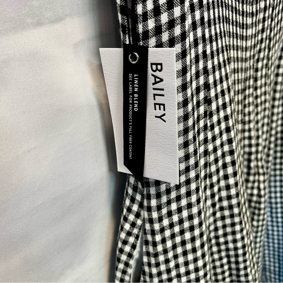 Bailey 44 Cottagecore Black & White Gingham A-Line Linen Midi Dress SZ 4 - Picture 6 of 7